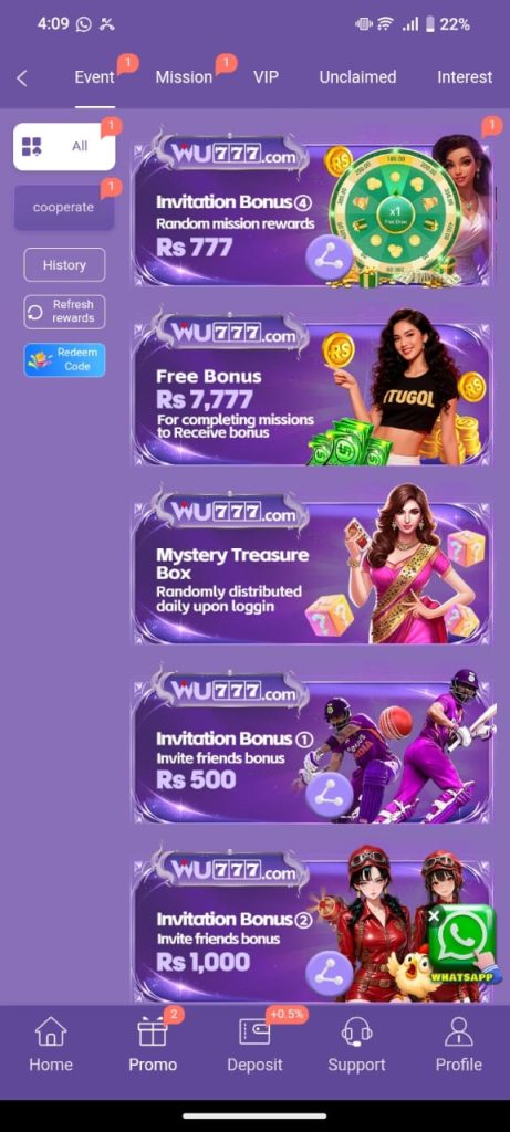wu777 bonuses